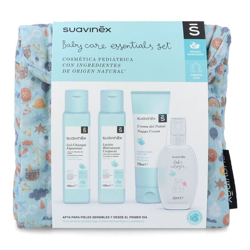 SUAVINEX NECESER DE VIAJE DE TELA AZUL BABY CARE ESSENTIALS SET