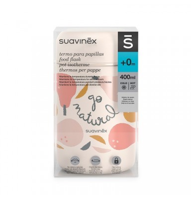 SUAVINEX TERMO PARA PAPILLAS "GO NATURAL" COLOR ROSA (PERAS) 400ML