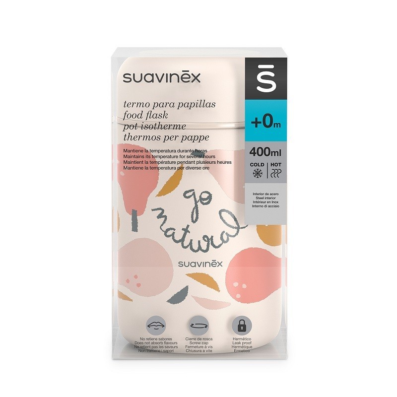 SUAVINEX TERMO PARA PAPILLAS "GO NATURAL" COLOR ROSA (PERAS) 400ML