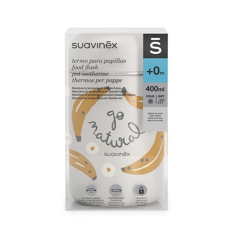 SUAVINEX TERMO PARA PAPILLAS "GO NATURAL" PLÁTANOS 400ML