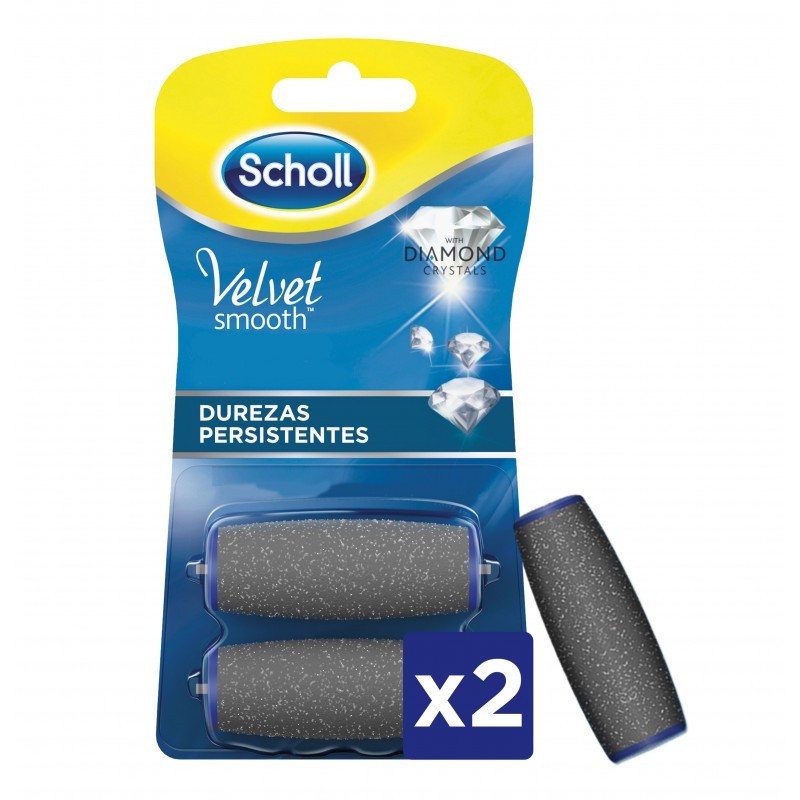 SCHOLL RECAMBIO CABEZALES LIMA DUREZAS PERSISTENTES VELVET SMOOTH DIAMOND CRYSTALS 2 UDS