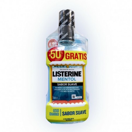  LISTERINE MENTOL SABOR SUAVE 500ML + 250ML GRATIS 