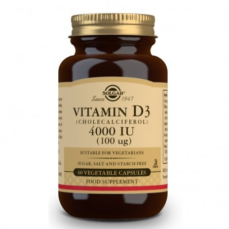  SOLGAR VITAMINA D3 4000IU 60 CÁPSULAS VEGETALES 