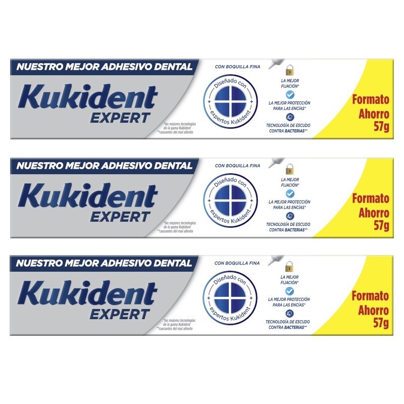 KUKIDENT EXPERT ADHESIVO PRÓTESIS DENTAL PACK AHORRO 3X57GR