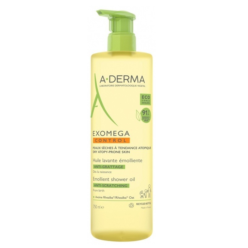 A-DERMA EXOMEGA CONTROL ACEITE LIMPIADOR EMOLIENTE DUCHA Y BAÑO 750ML