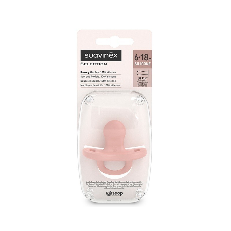 SUAVINEX CHUPETE TODOSILICONA SX PRO FISIOLÓGICA 6-18 MESES (ROSA)