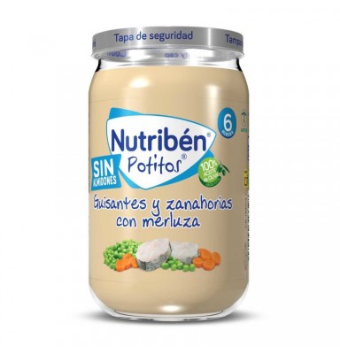 NUTRIBEN POTITO DE GUISANTES Y ZANAHORIAS CON MERLUZA 6X235G