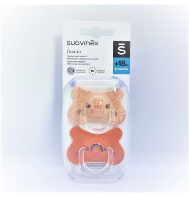 SUAVINEX CHUPETE FUSION TETINA ANATÓMICA SILICONA +18M 2UD (ROSA ARCOÍRIS)