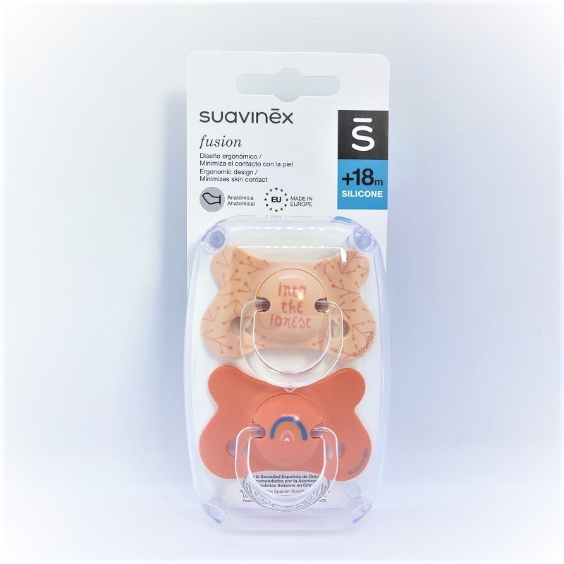 SUAVINEX CHUPETE FUSION TETINA ANATÓMICA SILICONA +18M 2UD (ROSA ARCOÍRIS)