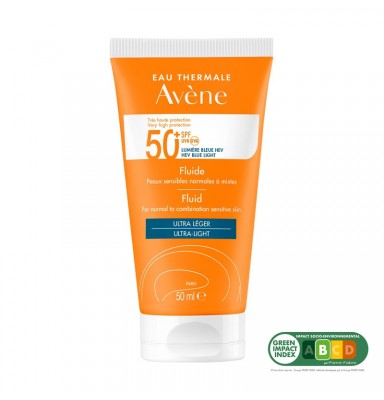 AVÈNE SOLAR FLUIDO FACIAL PIEL SENSIBLE NORMAL A MIXTA SPF50+ (50ML)