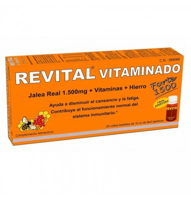 REVITAL VITAMINADO FORTE 1500 JALEA REAL + VITAMINAS + HIERRO 20 VIALES