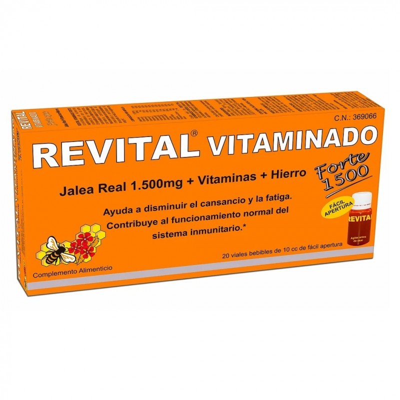 REVITAL VITAMINADO FORTE 1500 JALEA REAL + VITAMINAS + HIERRO 20 VIALES