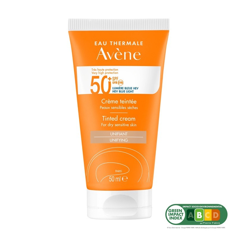 AVÈNE SOLAR CREMA CON COLOR PIEL SENSIBLE SECA SPF50+ (50ML)