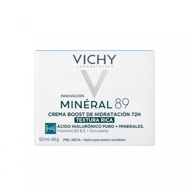 VICHY MINÉRAL 89 CREMA POTENCIADORA HIDRATANTE 72H RICA 50ML