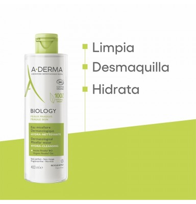 A-DERMA BIOLOGY AGUA MICELAR DERMATOLÓGICA 400ML