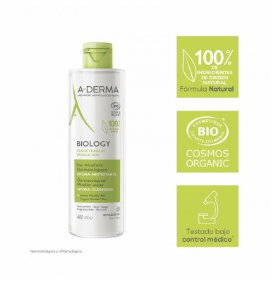 A-DERMA BIOLOGY AGUA MICELAR DERMATOLÓGICA 400ML