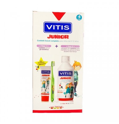 VITIS JUNIOR CUIDADO COMPLETO: COLUTORIO + CEPILLO DENTAL SUAVE + GEL DENTÍFRICO