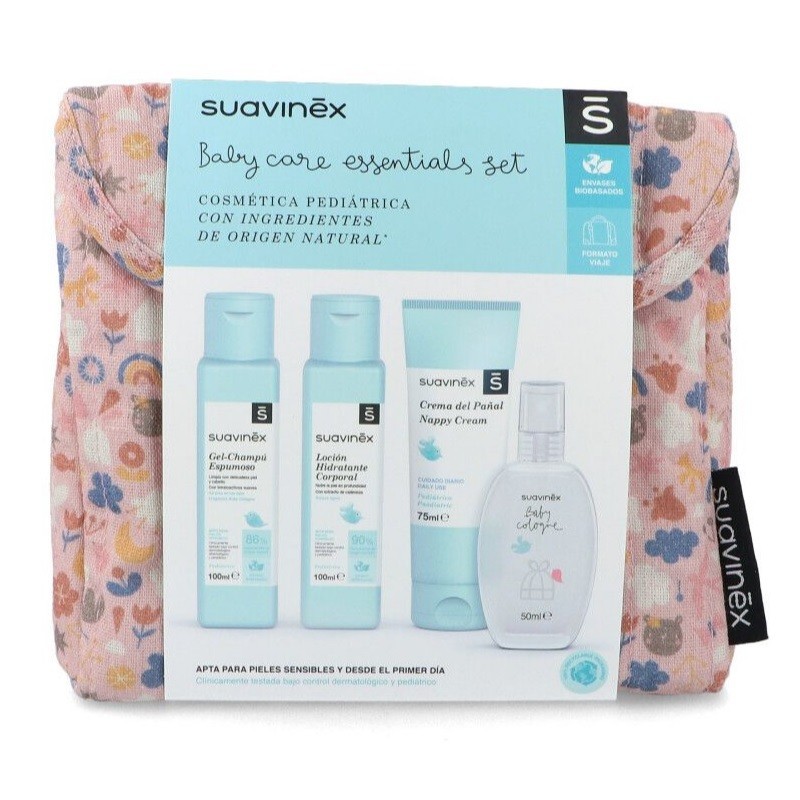 SUAVINEX NECESER DE VIAJE DE TELA ROSA BABY CARE ESSENTIALS SET