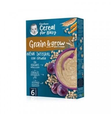 GERBER PAPILLAS AVENA INTEGRAL CON CIRUELA +6 MESES 250G