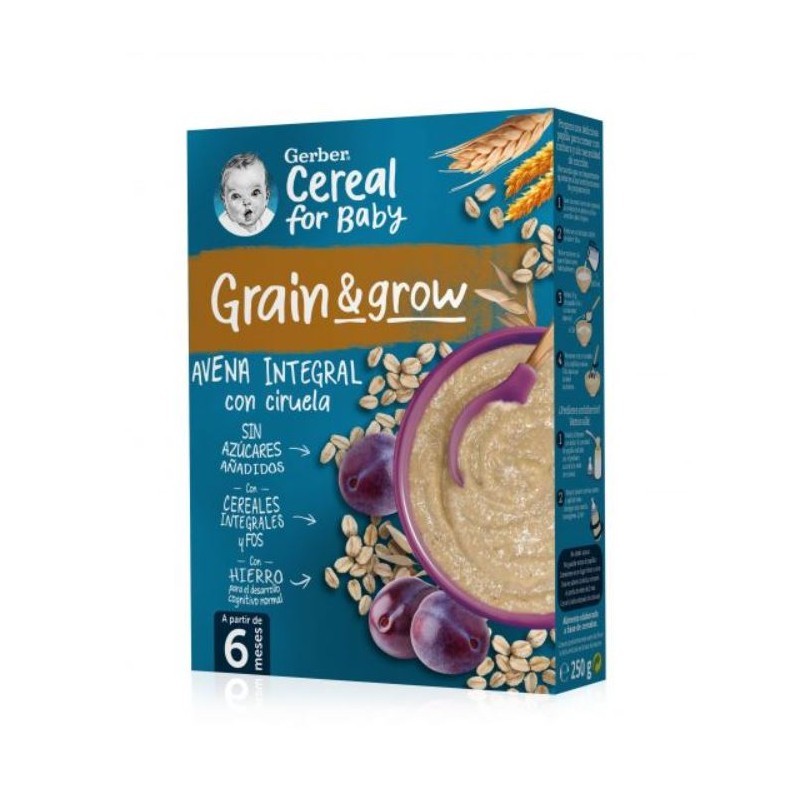 GERBER PAPILLAS AVENA INTEGRAL CON CIRUELA +6 MESES 250G