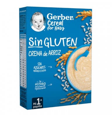 GERBER PAPILLAS CREMA DE ARROZ SIN GLUTEN +6 MESES 250G