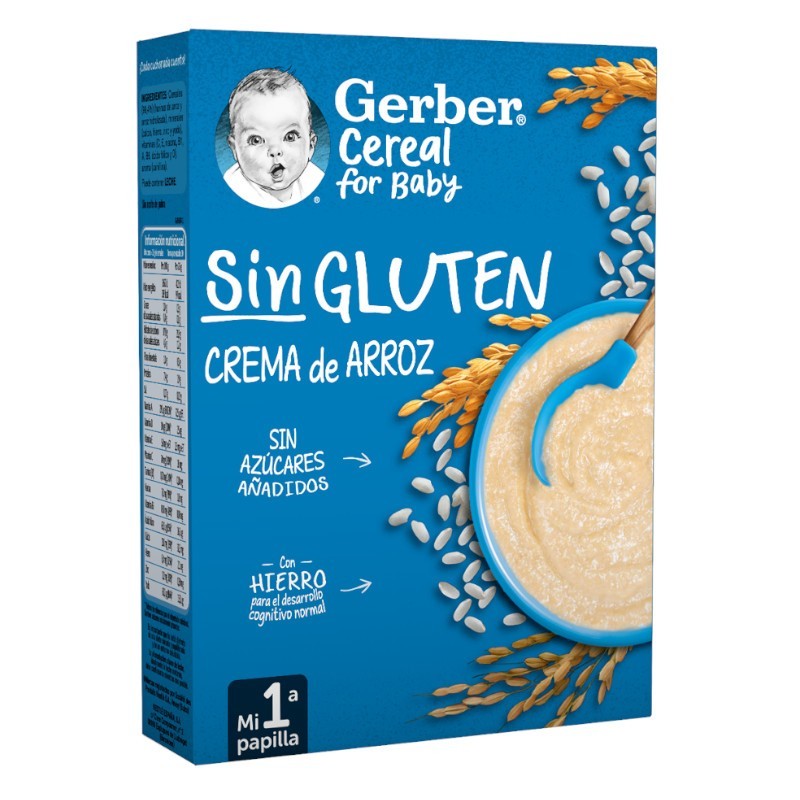 GERBER PAPILLAS CREMA DE ARROZ SIN GLUTEN +6 MESES 250G