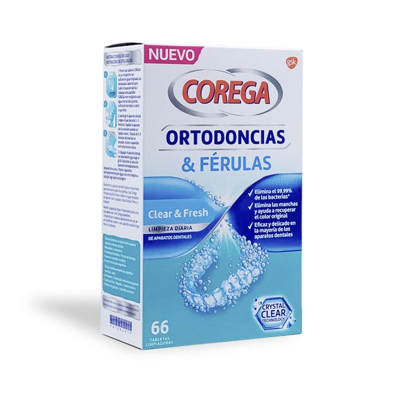 COREGA ORTODONCIAS Y FÉRULAS 66 TABLETAS LIMPIADORAS