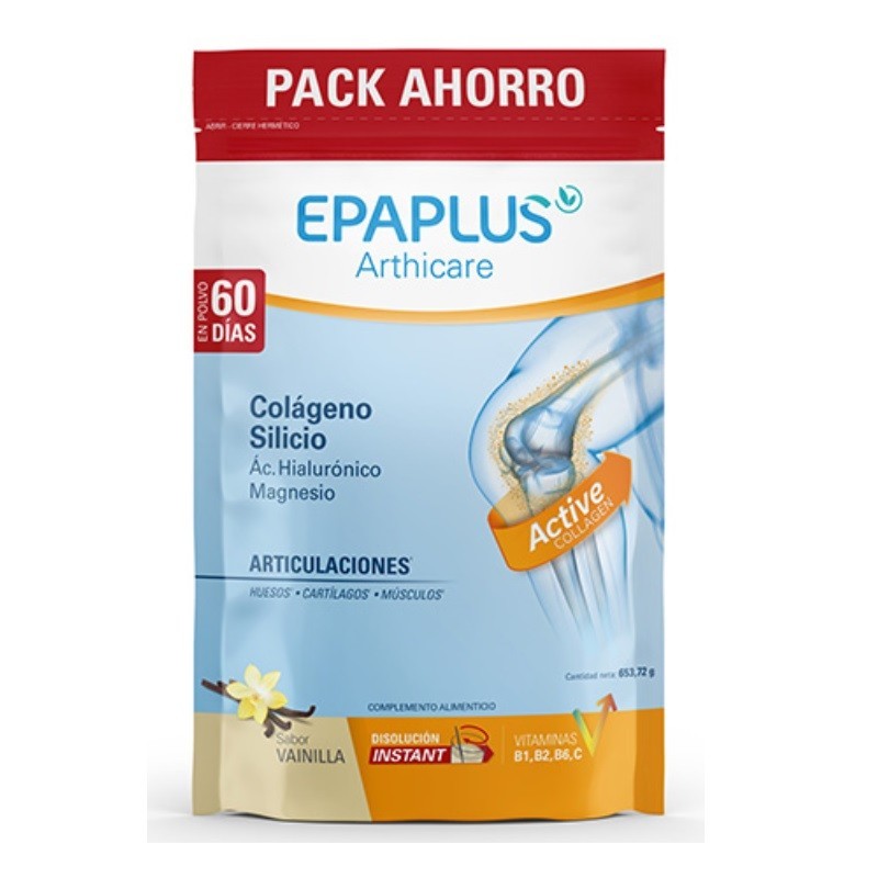 EPAPLUS ARTHICARE COLÁGENO + SILICIO + HIALURÓNICO + MAGNESIO POLVO VAINILLA 668GR (60DÍAS)