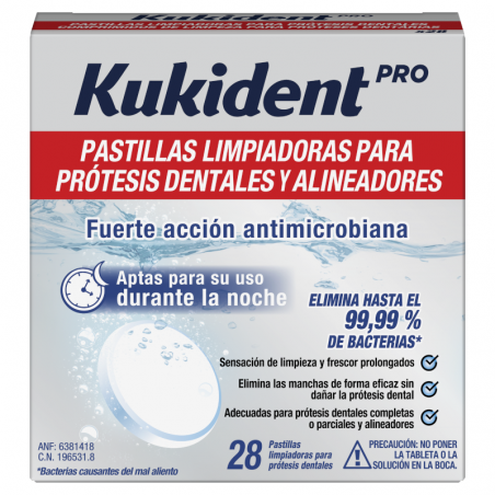  KUKIDENT PRO PASTILLAS LIMPIADORAS DE PRÓTESIS DENTALES 28 TABLETAS 