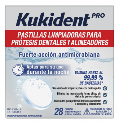 KUKIDENT PRO PASTILLAS LIMPIADORAS DE PRÓTESIS DENTALES 28 TABLETAS