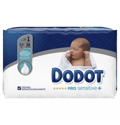 DODOT PRO SENSITIVE+ TALLA 1 (DE 2 A 5KG) 38 UNIDADES