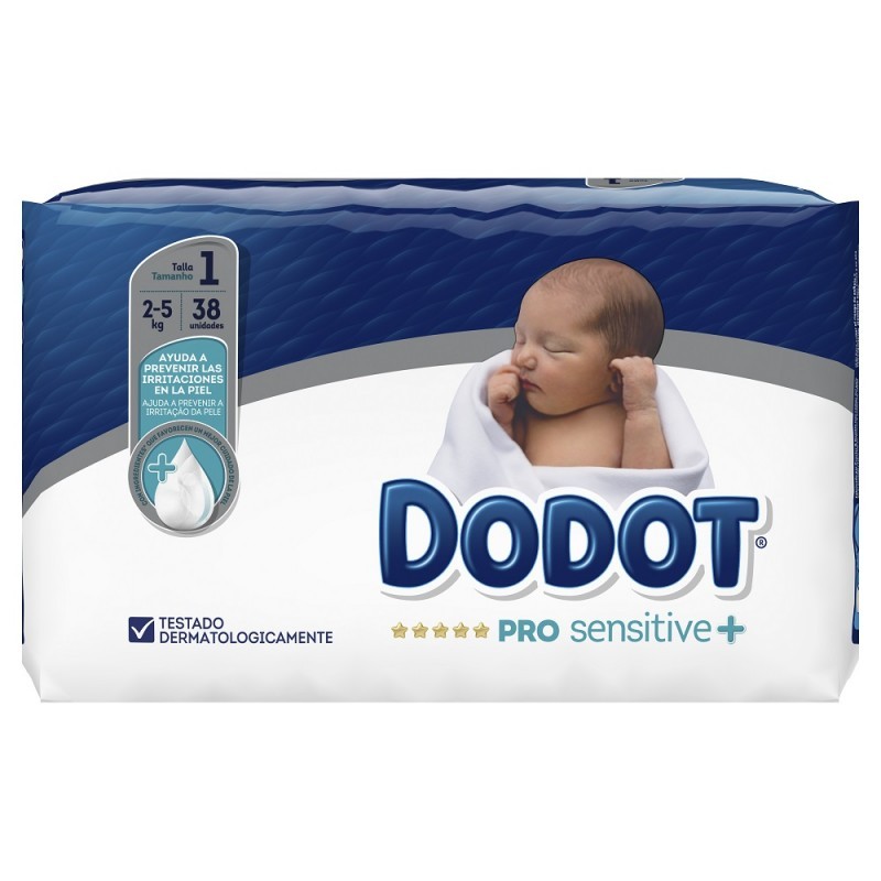 DODOT PRO SENSITIVE+ TALLA 1 (DE 2 A 5KG) 38 UNIDADES