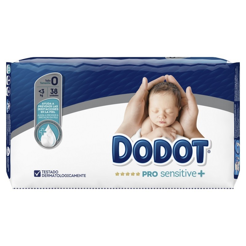 DODOT PRO SENSITIVE+ TALLA 0 (DE 0 A 3KG) 38 UNIDADES