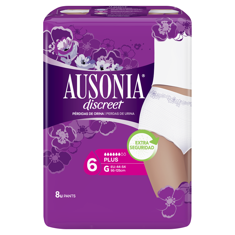 AUSONIA DISCREET PLUS ROPA INTERIOR TALLA G 8 UNIDADES