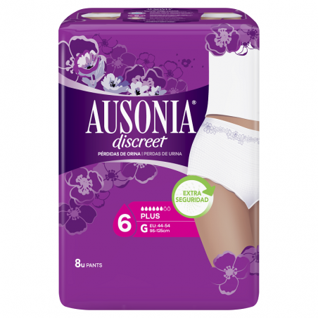  AUSONIA DISCREET PLUS ROPA INTERIOR TALLA G 8 UNIDADES 