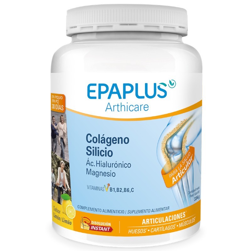 EPAPLUS ARTHICARE COLÁGENO + SILICIO + HIALURÓNICO + MAGNESIO POLVO LIMÓN 334GR