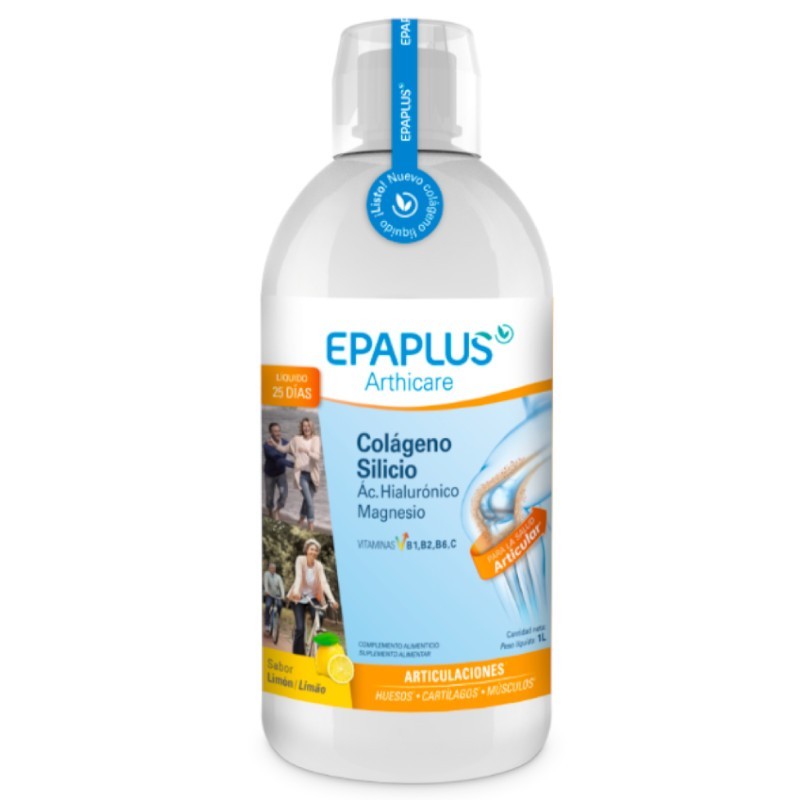 EPAPLUS ARTHICARE COLÁGENO LÍQUIDO + SILICIO + ÁCIDO HIALURÓNICO + MAGNESIO SABOR LIMÓN 1L