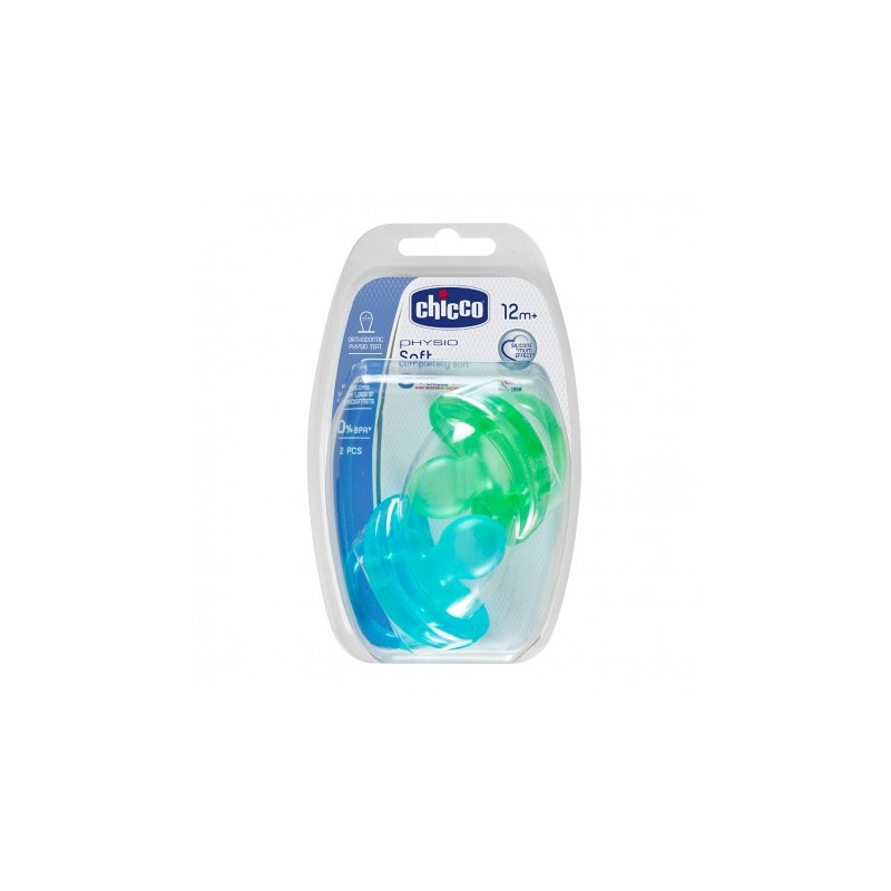 CHICCO 2XCHUPETE PHYSIO SOFT SILICON AZUL 16-36M (TODOGOMA)