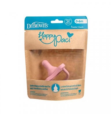 DR. BROWN'S CHUPETE TODO SILICONA HAPPYPACI 0-6 MESES ROSA