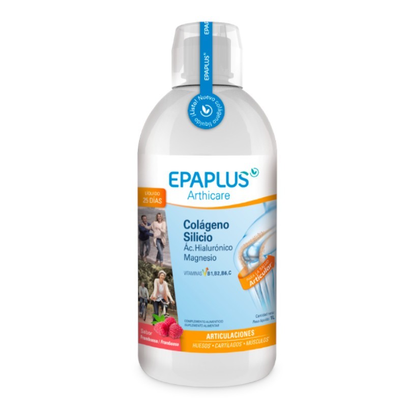 EPAPLUS ARTHICARE COLÁGENO LÍQUIDO + SILICIO + ÁCIDO HIALURÓNICO + MAGNESIO SABOR FRAMBUESA 1L