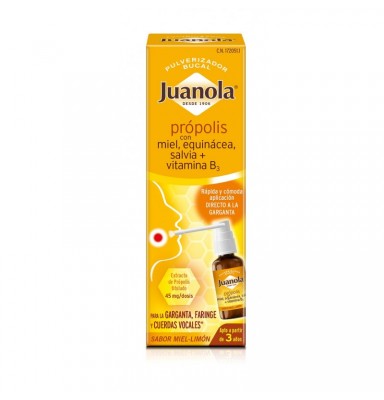 JUANOLA PRÓPOLIS PULVERIZADOR BUCAL CON MIEL, EQUINÁCEA, SALVIA Y VIT B3 30ML