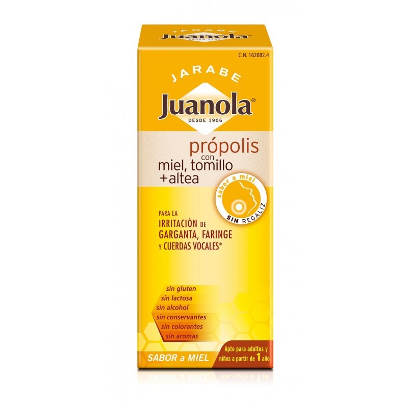 JUANOLA JARABE PRÓPOLIS CON MIEL, TOMILLO Y ALTEA SABOR MIEL 150ML