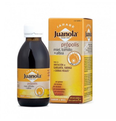 JUANOLA JARABE PRÓPOLIS CON MIEL, TOMILLO Y ALTEA SABOR MIEL 150ML