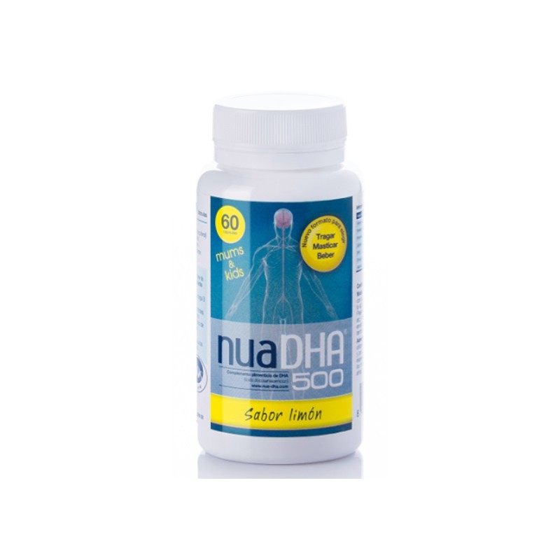 NUA DHA 500 (SABOR LIMÓN) 60 PERLAS MASTICABLES