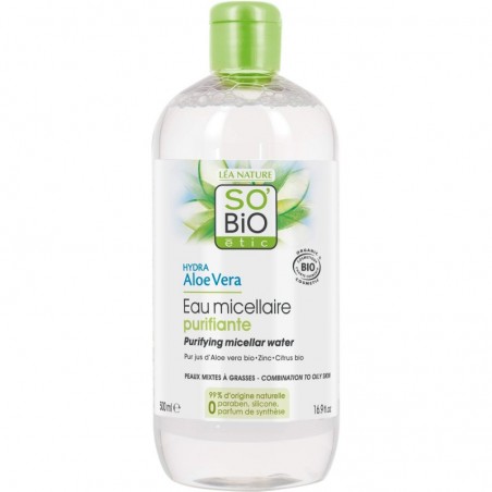  SOBIO AGUA MICELAR PURIFICANTE ZINC, ALOE VERA & LIMA 500ML 