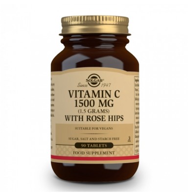 SOLGAR VITAMINA C CON ROSE HIPS (ESCARAMUJO) 1500MG (90 COMPRIMIDOS)