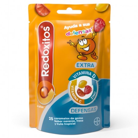  REDOXITOS EXTRA DEFENSAS 25 CARAMELOS GOMA SABOR NARANJA FRESA Y FRUTA TROPICAL 