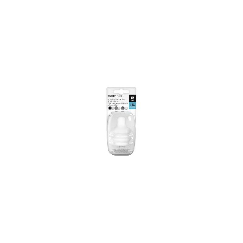 SUAVINEX TETINA SILICONA FISIOLOGICA FLUJO DENSO SX PRO + 6 MESES 2 UNIDADES