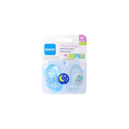  MAM ORIGINAL NIGHT CHUPETE SILICONA FISIOLOGICO  +16 MESES 2 UNIDADES 