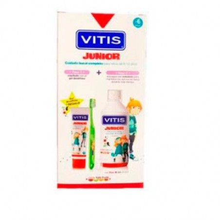  VITIS JUNIOR PACK PROMOPROCIONAL 1 COLUTORIO 50 ML + 1 ENVASE GEL DENTIFRICO 75 ML + 1 CEPILLO 